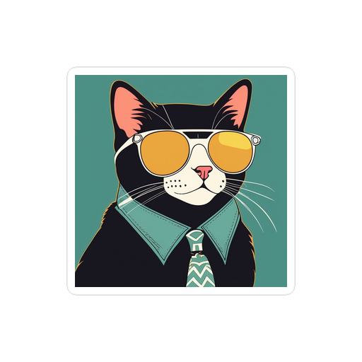 PugMug Custom Black Companion Cat Sticker