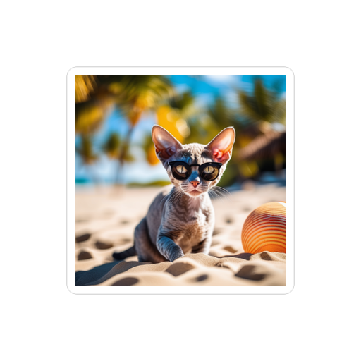 PugMug Custom Tabby Devon Rex Cat Sticker