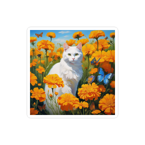 PugMug Custom White Companion Cat Sticker