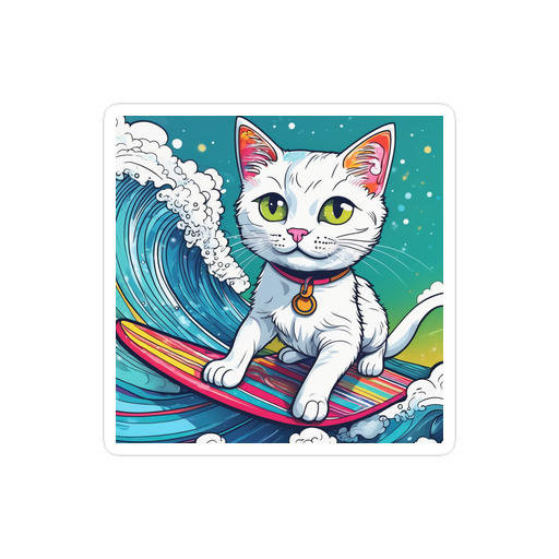 PugMug Custom White Companion Cat Sticker