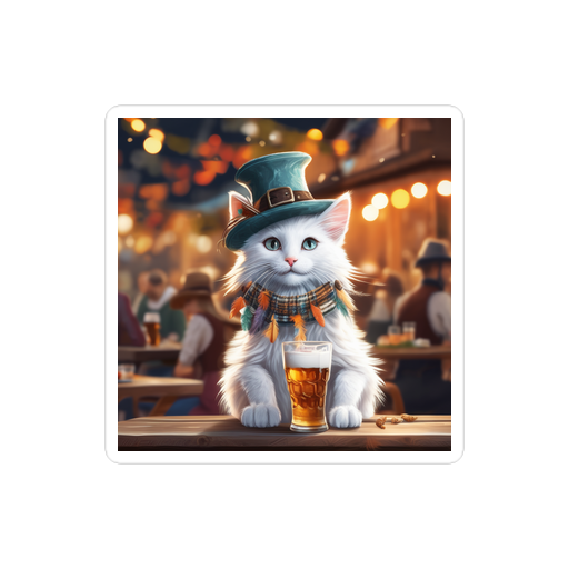 PugMug Custom White Companion Cat Sticker