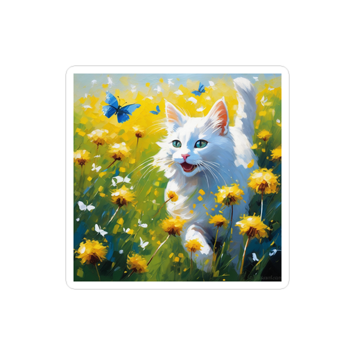 PugMug Custom White Companion Cat Sticker