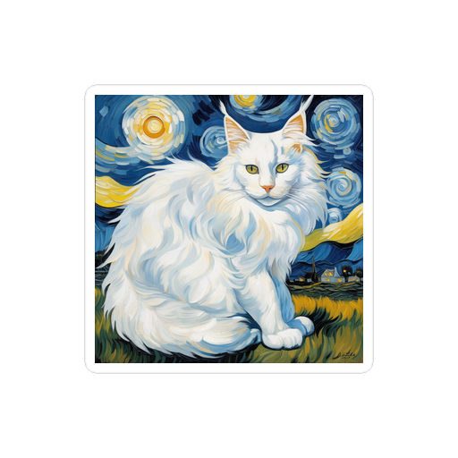 PugMug Custom White Maine Coon Cat Sticker