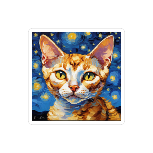 PugMug Custom Tabby Devon Rex Cat Sticker