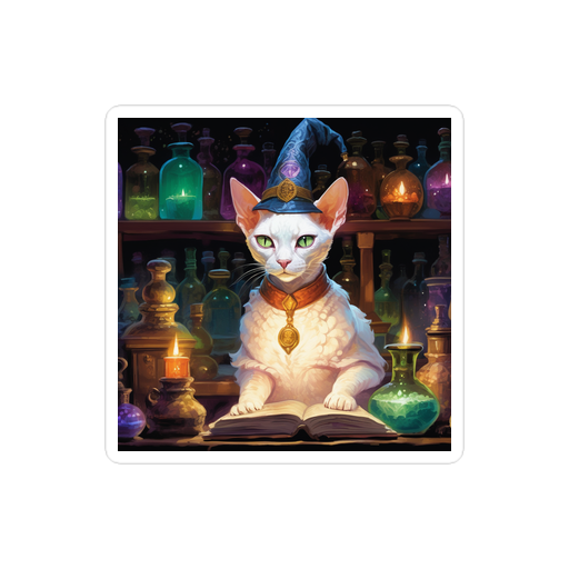 PugMug Custom White Devon Rex Cat Sticker