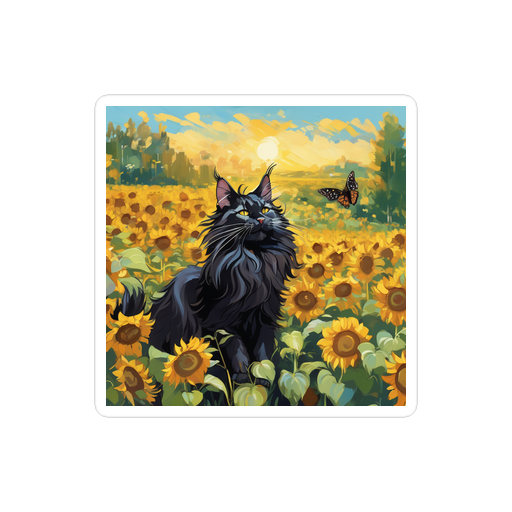 PugMug Custom Black Maine Coon Cat Sticker
