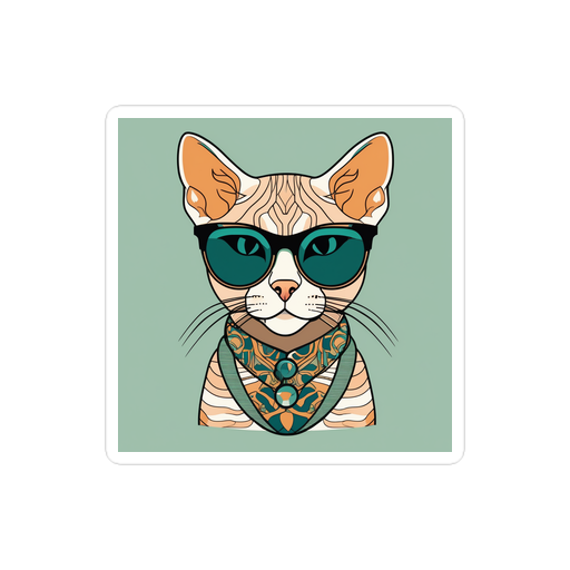 PugMug Custom Tabby Devon Rex Cat Sticker