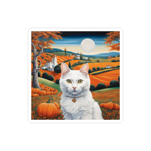 PugMug Custom White Companion Cat Sticker