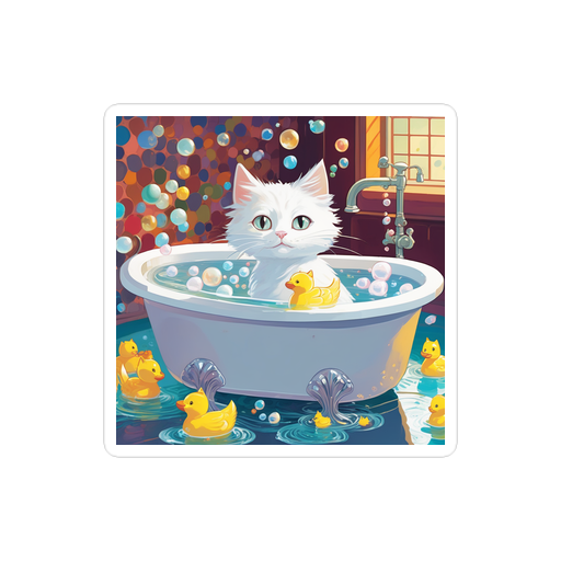 PugMug Custom White Companion Cat Sticker