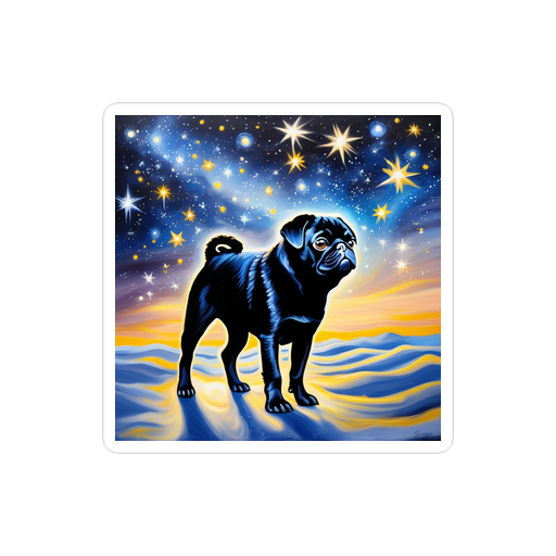 PugMug Custom Black Pug Sticker