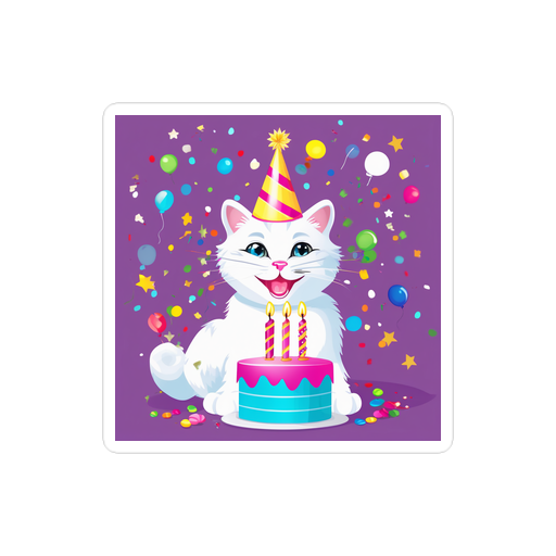 PugMug Custom White Companion Cat Sticker