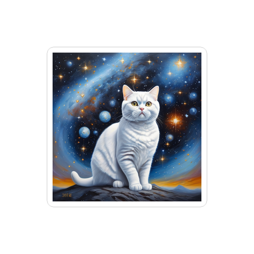 PugMug Custom White British Shorthair Cat Sticker