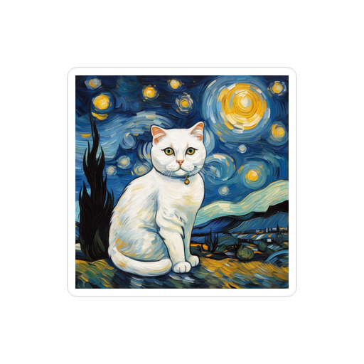 PugMug Custom White Scottish Fold Cat Sticker