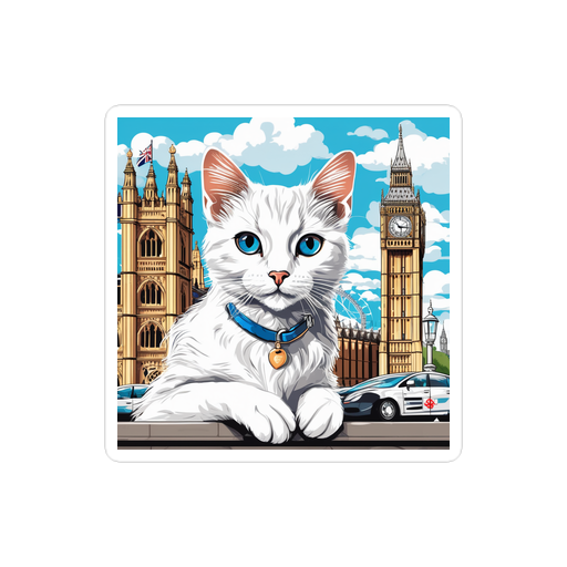 PugMug Custom White Companion Cat Sticker