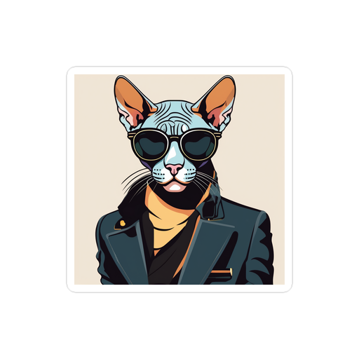 PugMug Custom Black Sphynx Cat Sticker