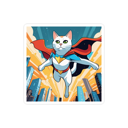 PugMug Custom White Companion Cat Sticker