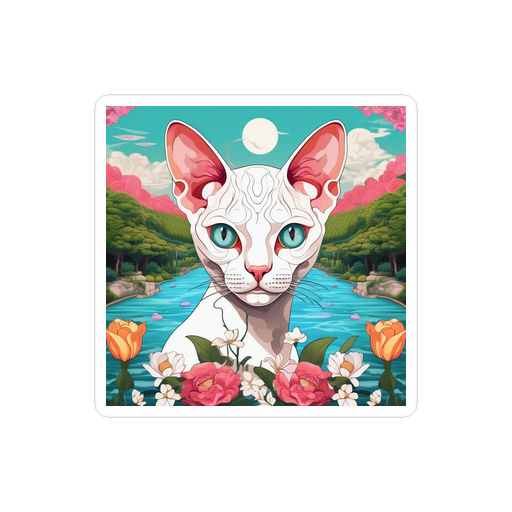 PugMug Custom White Devon Rex Cat Sticker