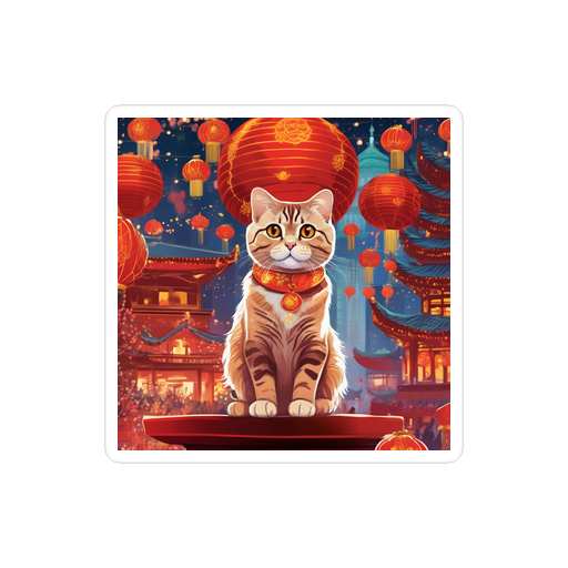 PugMug Custom Tabby Scottish Fold Cat Sticker