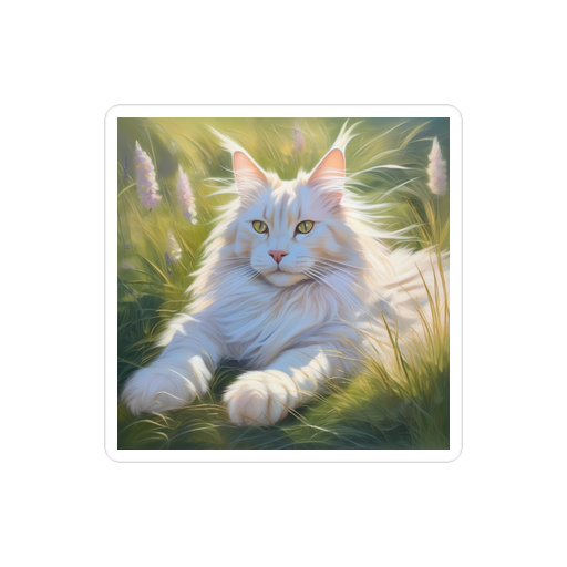 PugMug Custom White Maine Coon Cat Sticker