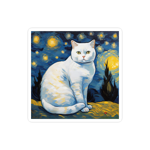 PugMug Custom White British Shorthair Cat Sticker