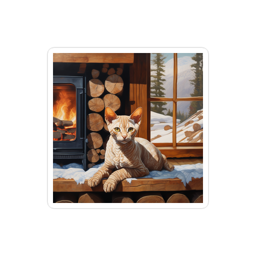 PugMug Custom Tabby Devon Rex Cat Sticker