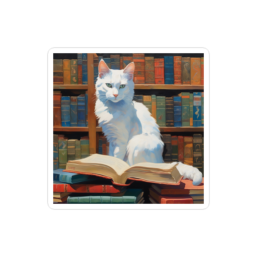 PugMug Custom White Companion Cat Sticker