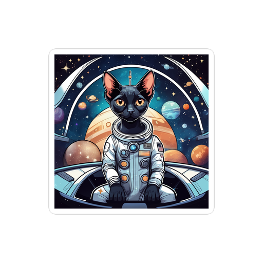 PugMug Custom Black Devon Rex Cat Sticker