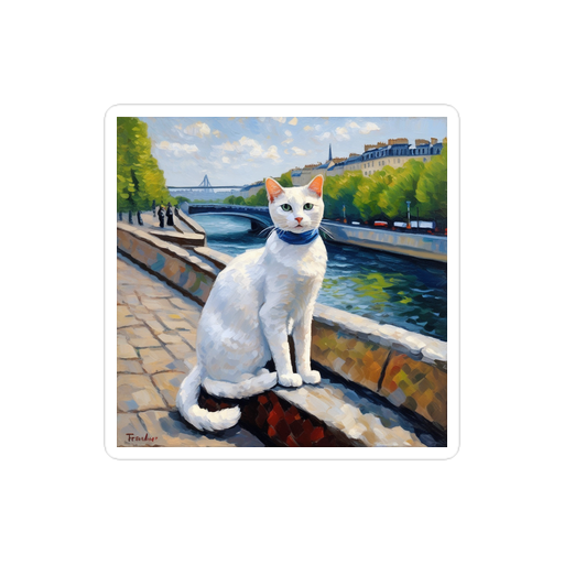 PugMug Custom White Companion Cat Sticker