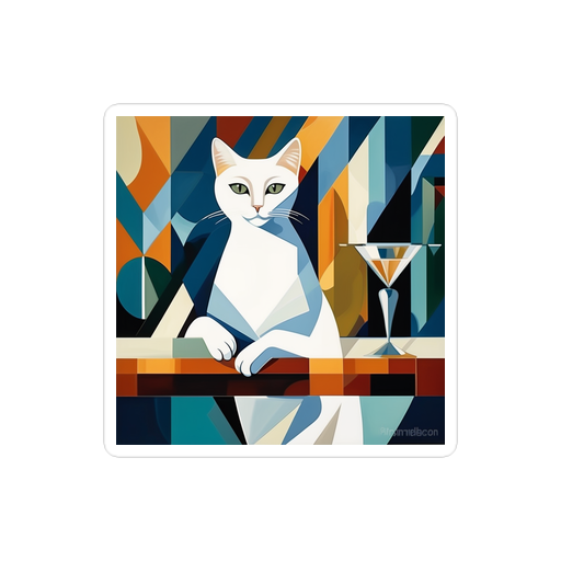 PugMug Custom White Companion Cat Sticker