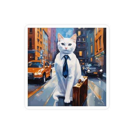 PugMug Custom White Companion Cat Sticker