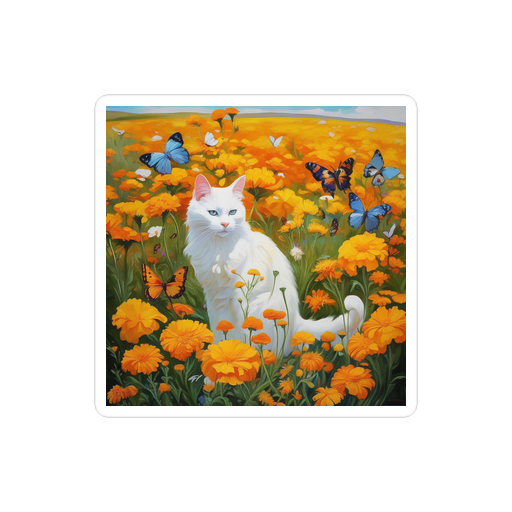 PugMug Custom White Companion Cat Sticker