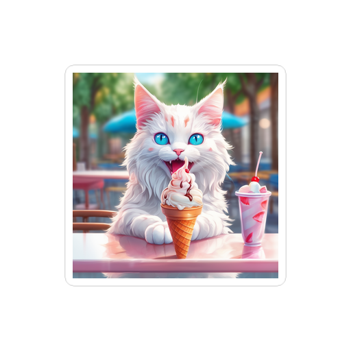 PugMug Custom White Companion Cat Sticker