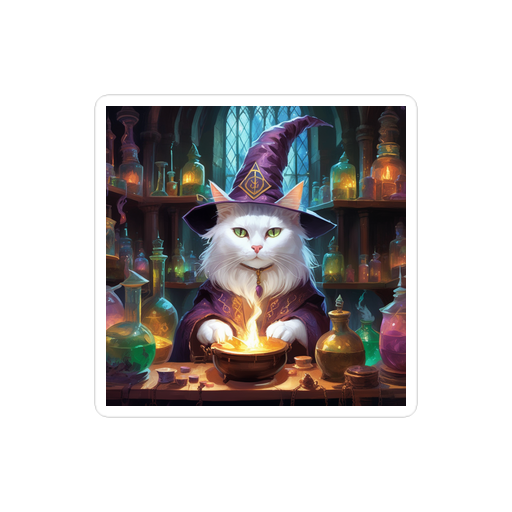 PugMug Custom White Companion Cat Sticker