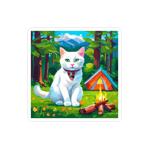 PugMug Custom White Companion Cat Sticker