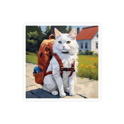 PugMug Custom White Companion Cat Sticker