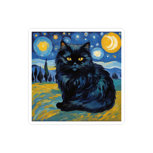 PugMug Custom Black Persian Cat Sticker