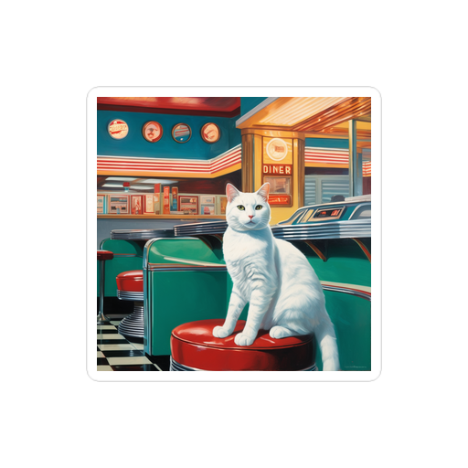 PugMug Custom White Companion Cat Sticker