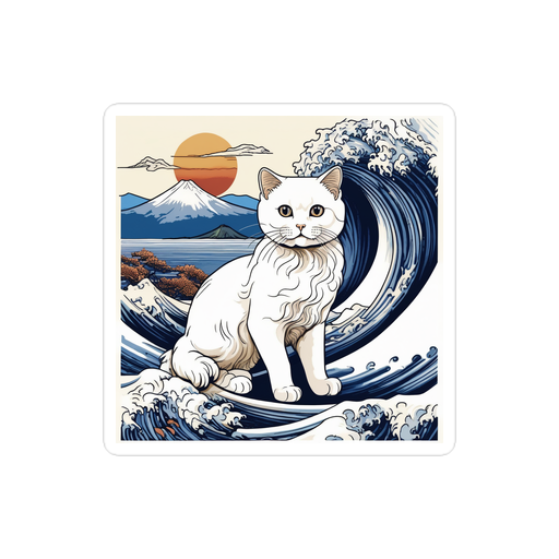 PugMug Custom White Scottish Fold Cat Sticker