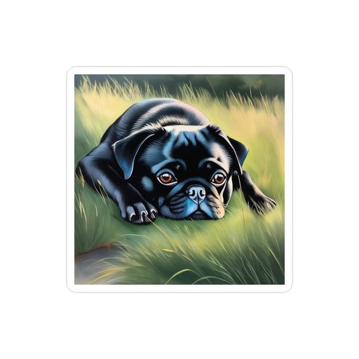 PugMug Custom Black Pug Sticker