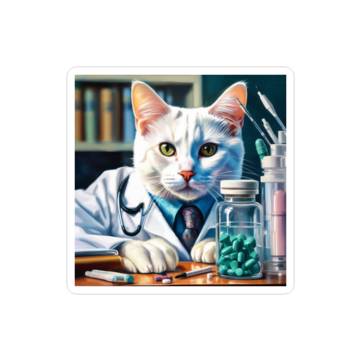 PugMug Custom White Companion Cat Sticker