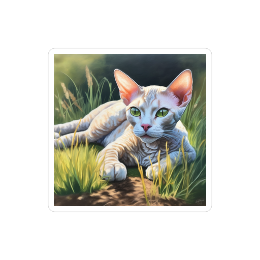 PugMug Custom Tabby Devon Rex Cat Sticker