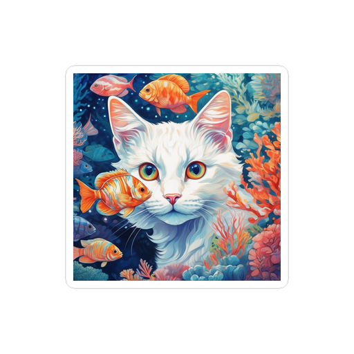 PugMug Custom White Companion Cat Sticker