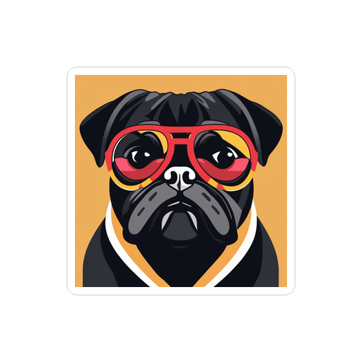 PugMug Custom Black Pug Sticker