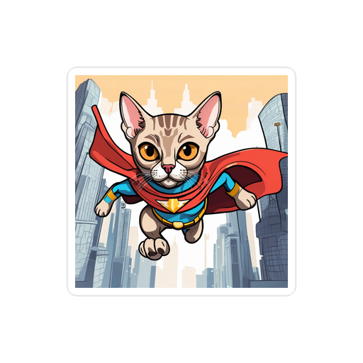PugMug Custom Tabby Devon Rex Cat Sticker