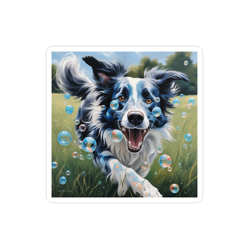 PugMug Custom Blue Merle Border Collie Sticker