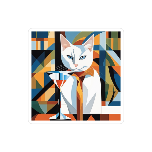 PugMug Custom White Companion Cat Sticker