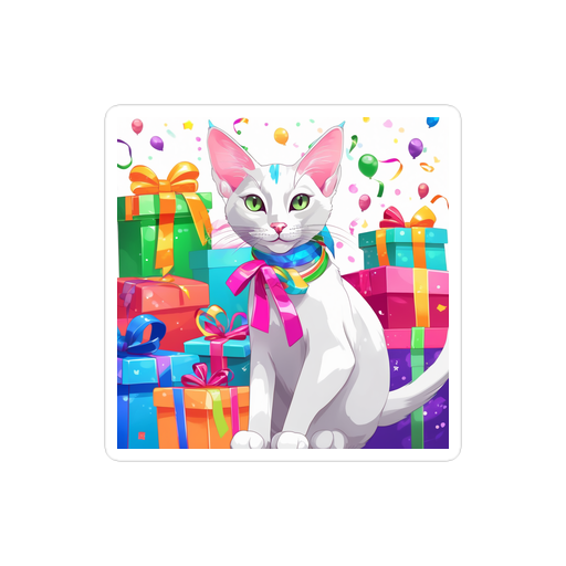 PugMug Custom White Abyssinian Cat Sticker