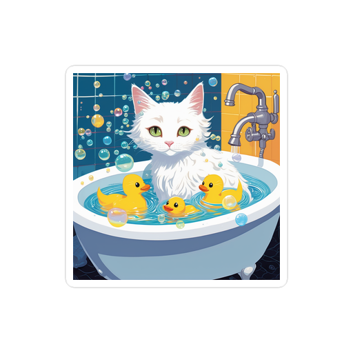 PugMug Custom White Companion Cat Sticker