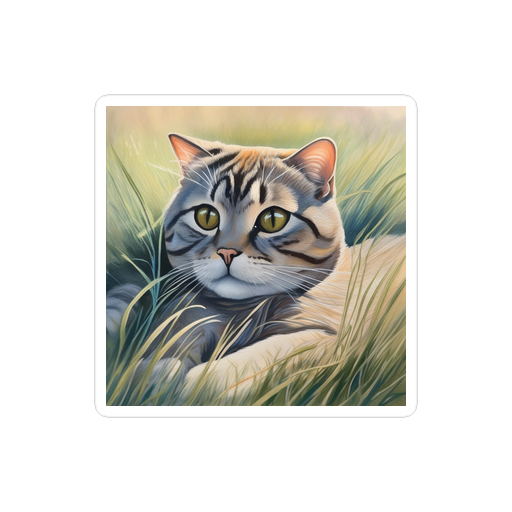 PugMug Custom Tabby Scottish Fold Cat Sticker