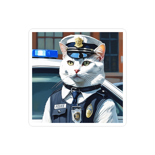 PugMug Custom White Companion Cat Sticker